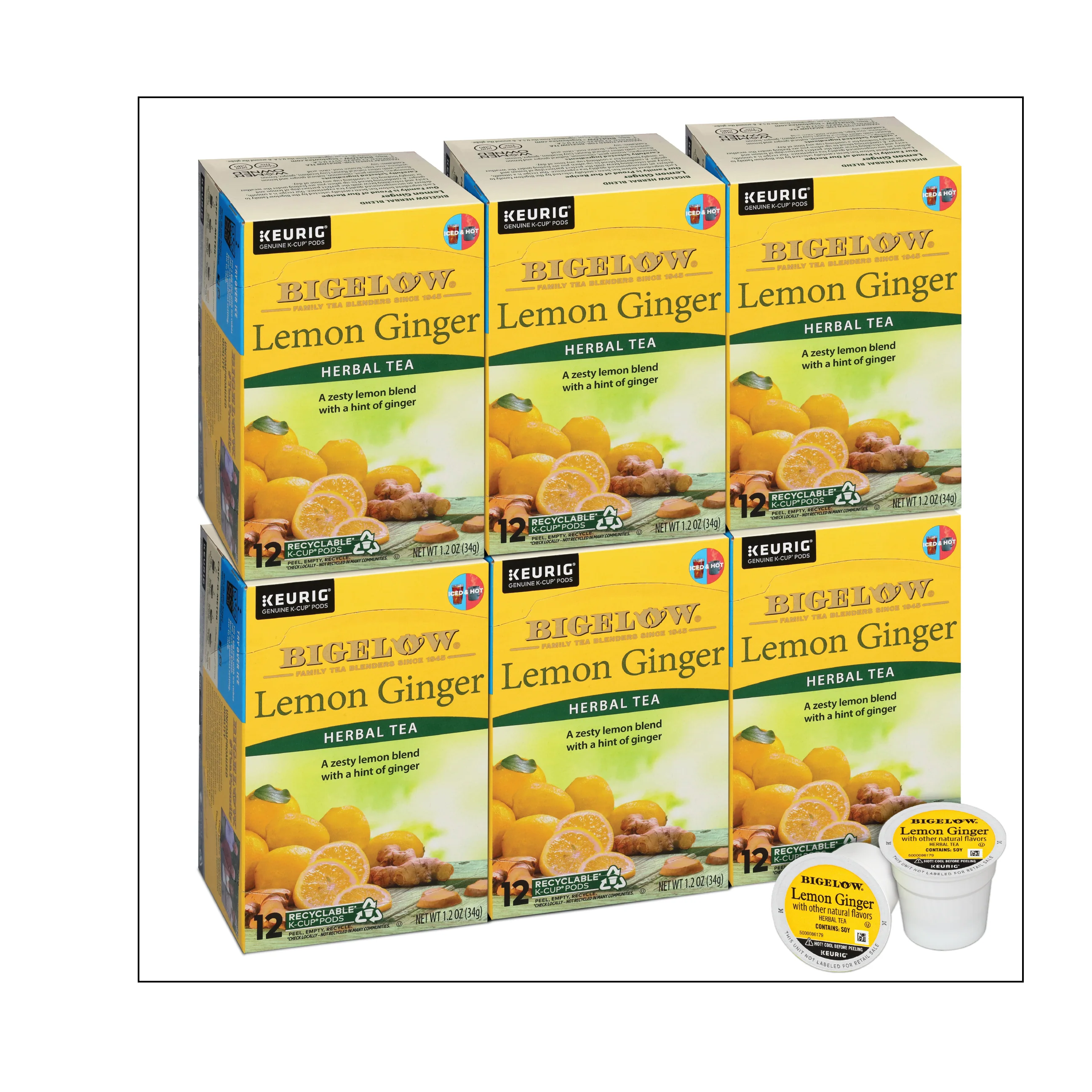 Lemon Ginger Herbal Tea K-Cup® Pods 12 Count - Image 7
